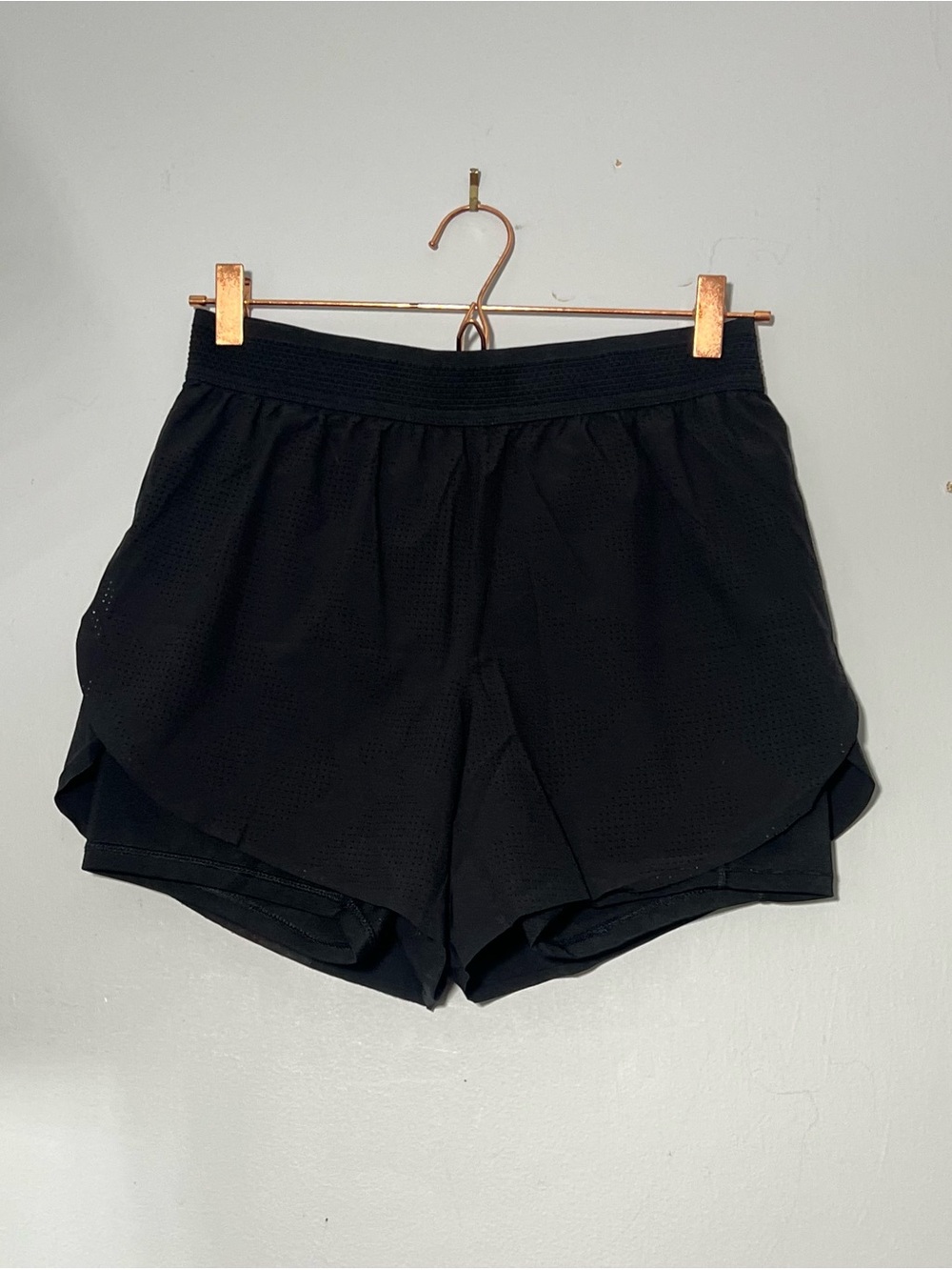 Avia Black Double-Layer Athletic Shorts